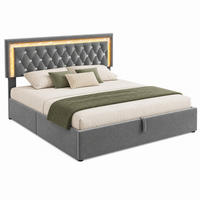POLSTERBETT mit LED und Stauraum 140x200 cm Samt Grau - Grau, Metall (140/200cm) - Meubliv