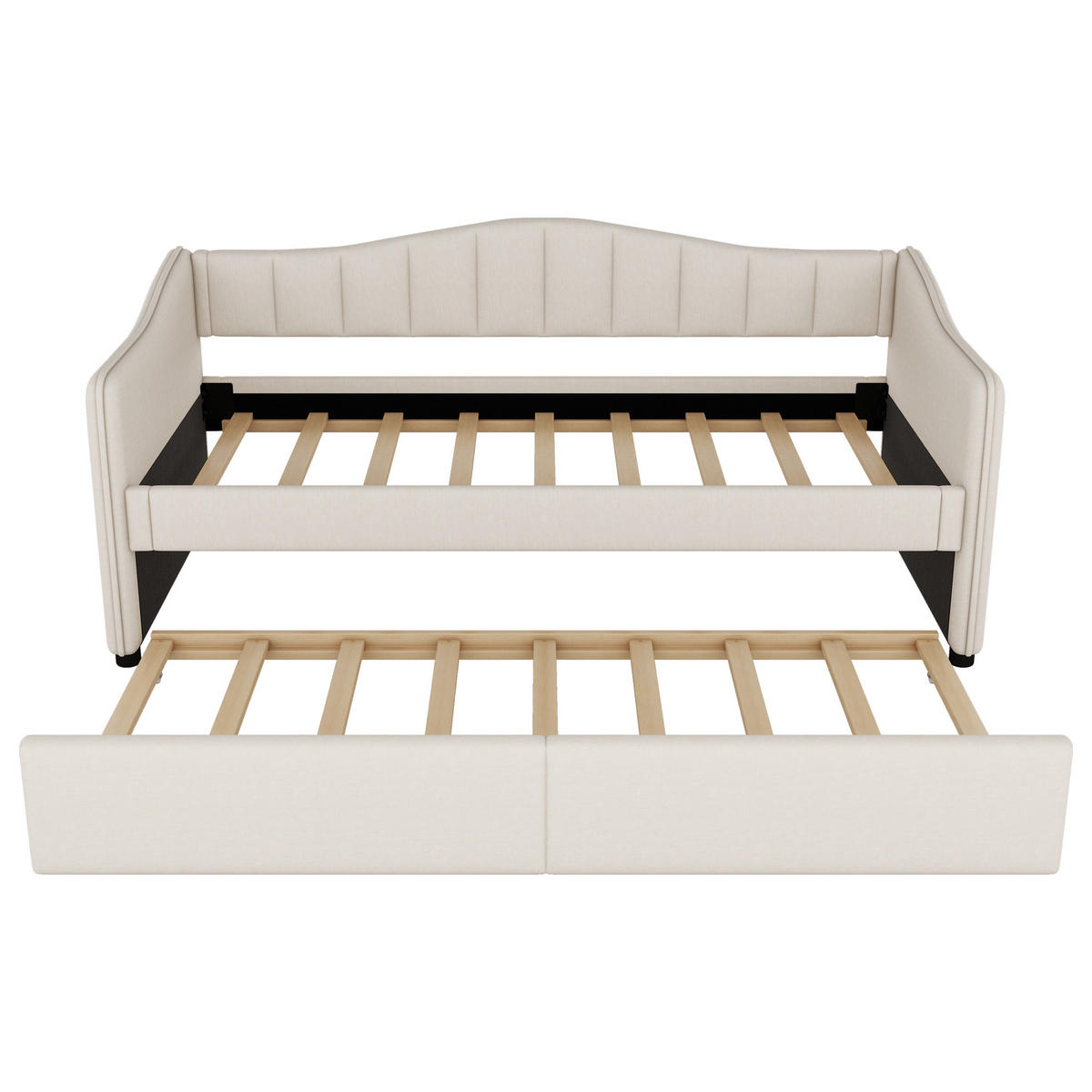 TAGEBETT 90x200cm Beige Leinen mit Ausziehbett Ambiente-Licht-Design - Beige, Holz (90/200cm) - FLIEKS