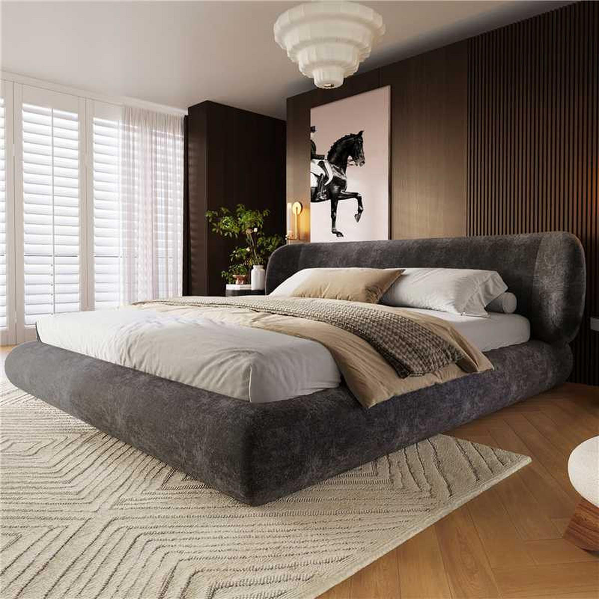POLSTERBETT 140/200 mit gepolstertem Kopfteil und Lattenrost in Grau - Grau, Holzwerkstoff/Textil (140/200cm) - EVRYAE