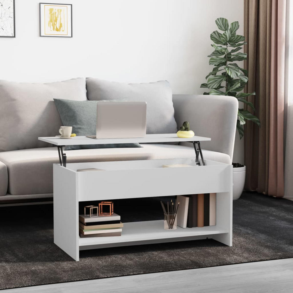 COUCHTISCH Weiß 102x50x52,5 cm Holzwerkstoff - Weiß, Holzwerkstoff (102/50/52.5cm) - furnicato