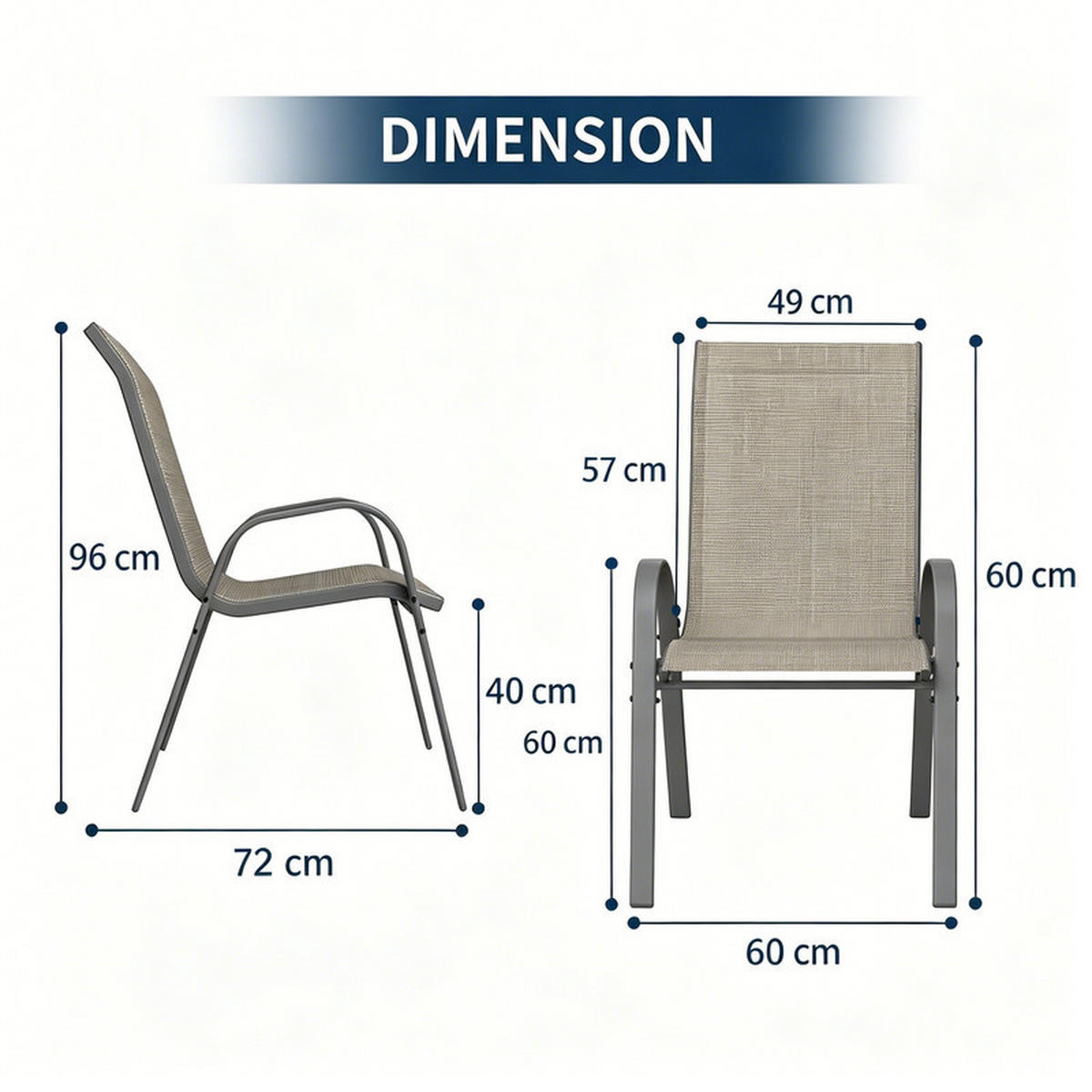 GARTENSTÜHLE 6er-Set – stapelbar, 150 kg, wetterfest,Braun - Braun, Metall (72/96/60cm) - Coonoor