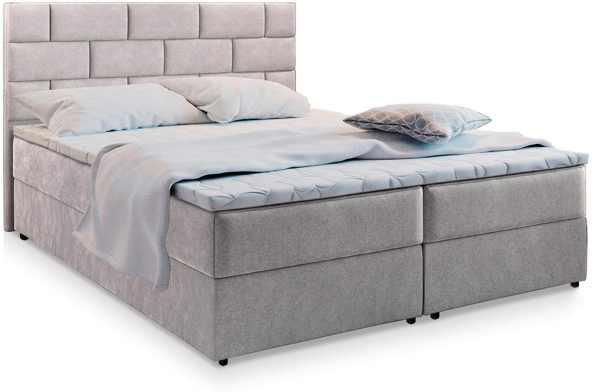 BOXBETT KERLO 180x200 cm mit Matratze und Topper - Beige - Beige, Holz (180/200cm) - MASSENO