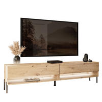 TV-LOWBOARD Schrank CALANTE 180 LOFT cm auf geraden schwarzen Beinen - Schwarz/Eiche Artisan, Holzwerkstoff/Metall (180/44/35cm) - Lookway