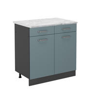 KÜCHENUNTERSCHRANK R-Line Blau-Grau 80 cm AP Marmor - Anthrazit/Blaugrau, Holzwerkstoff (80/81.6/60cm) - Vicco