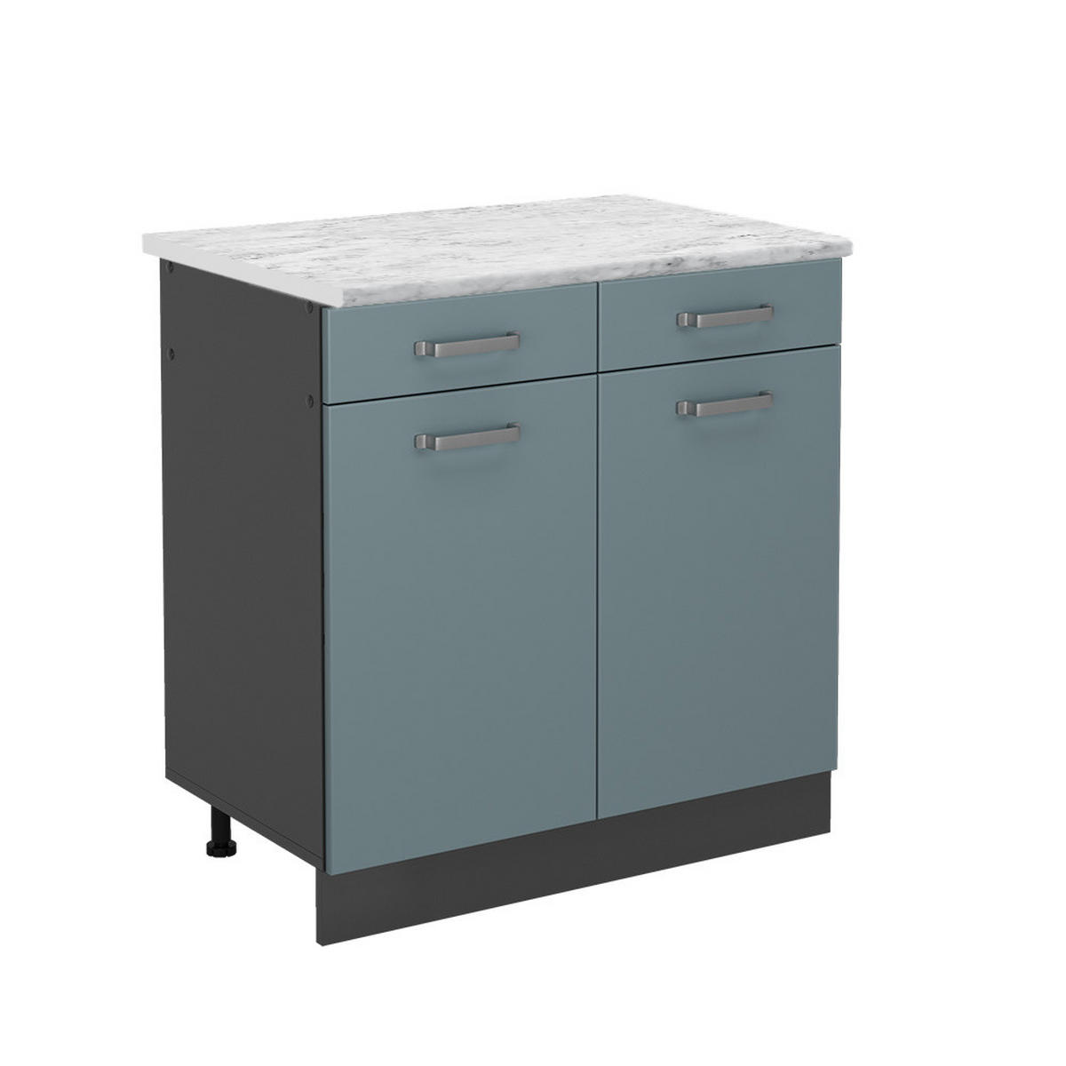 KÜCHENUNTERSCHRANK R-Line Blau-Grau 80 cm AP Marmor - Anthrazit/Blaugrau, Holzwerkstoff (80/81.6/60cm) - Vicco