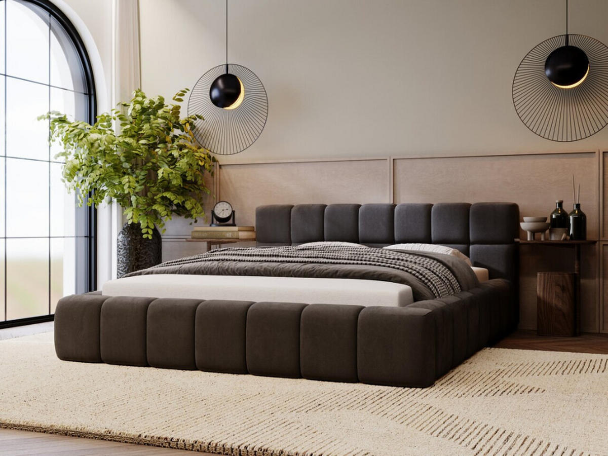 POLSTERBETT Alicante 180x200 Anthracite - Anthrazit, Textil (180/200cm) - Graingold