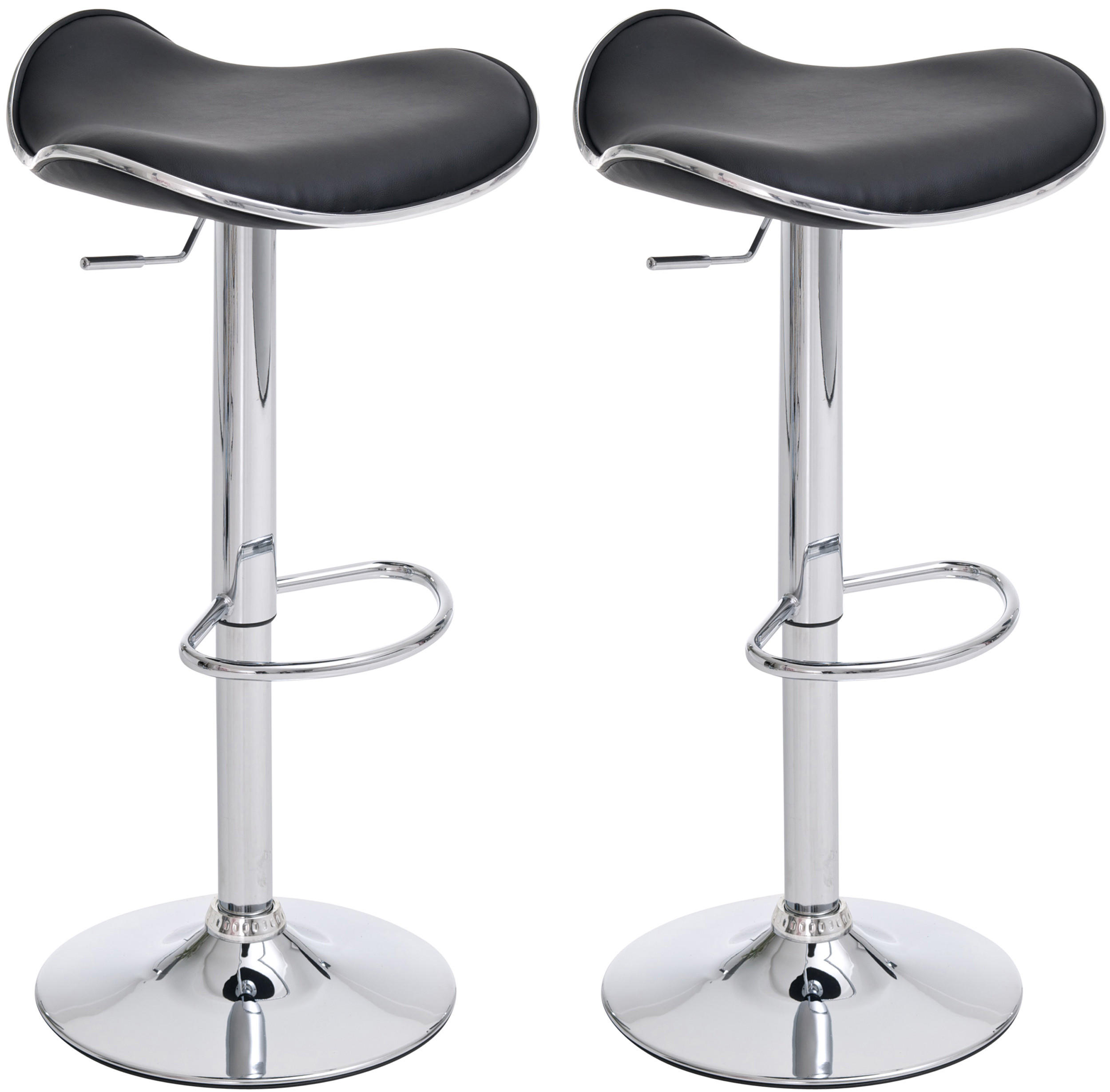 BARHOCKER 2er Set Lederlook Schwarz - Chromfarben/Schwarz, Textil/Metall (45/71/45cm) - CLP