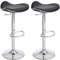 BARHOCKER 2er Set Lederlook Schwarz - Chromfarben/Schwarz, Textil/Metall (45/71/45cm) - CLP