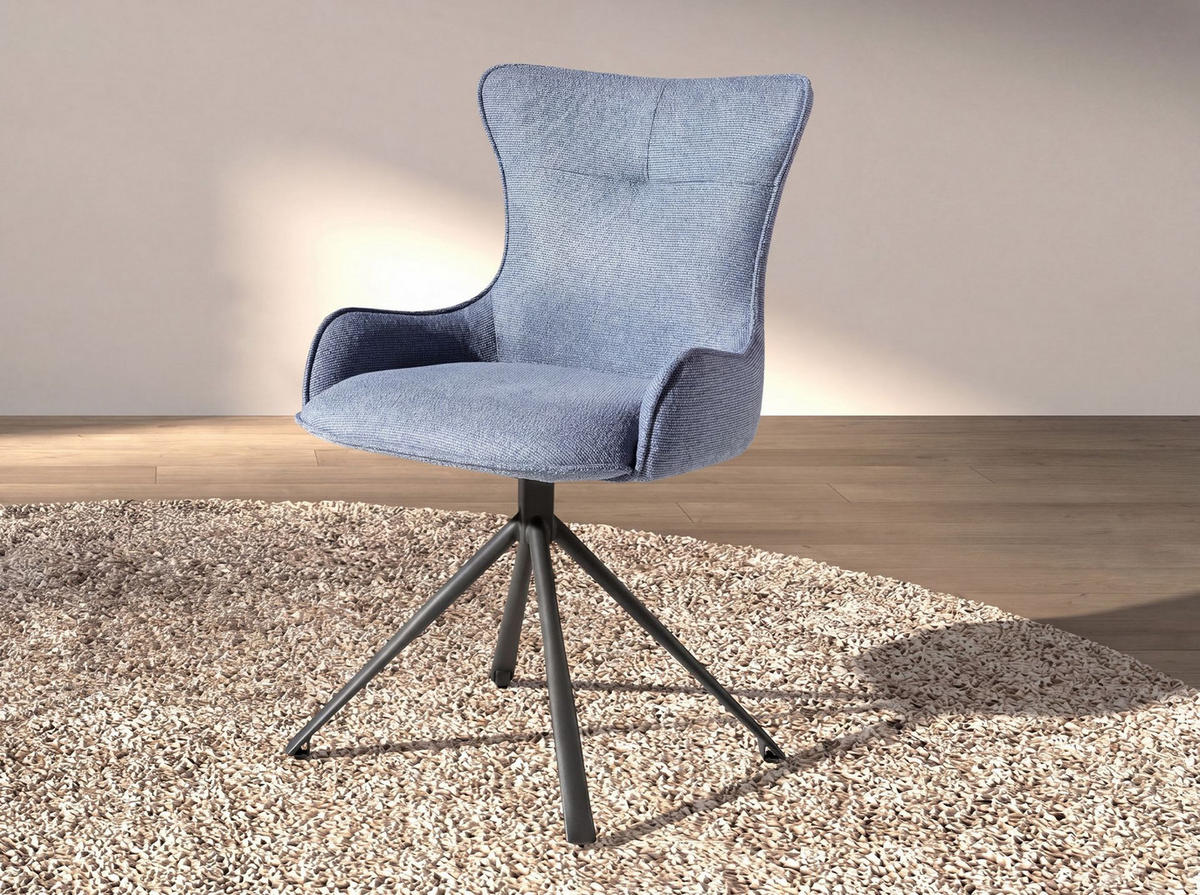 ANGEL Cerdá Drehstuhl 4204, blauer Stoff, 180° Drehfunktion - Blau/Dunkelgrau, Kunststoff/Textil (55/86/63cm) - ANGEL CERDA