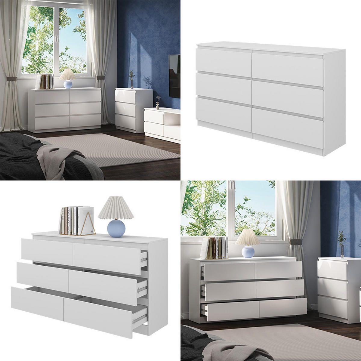 KOMMODE Calisto Weiß 138 x 78.5 cm - Weiß, Holzwerkstoff (39/78.5/138cm) - Vicco