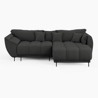 ECKSOFA LEGRO Rechts Dunkelgrau Bouclé-Stoff L-Form Couch mit Schlaffunktion & Bettkasten - Dunkelgrau/Schwarz, Holz (285/180cm) - Barchello