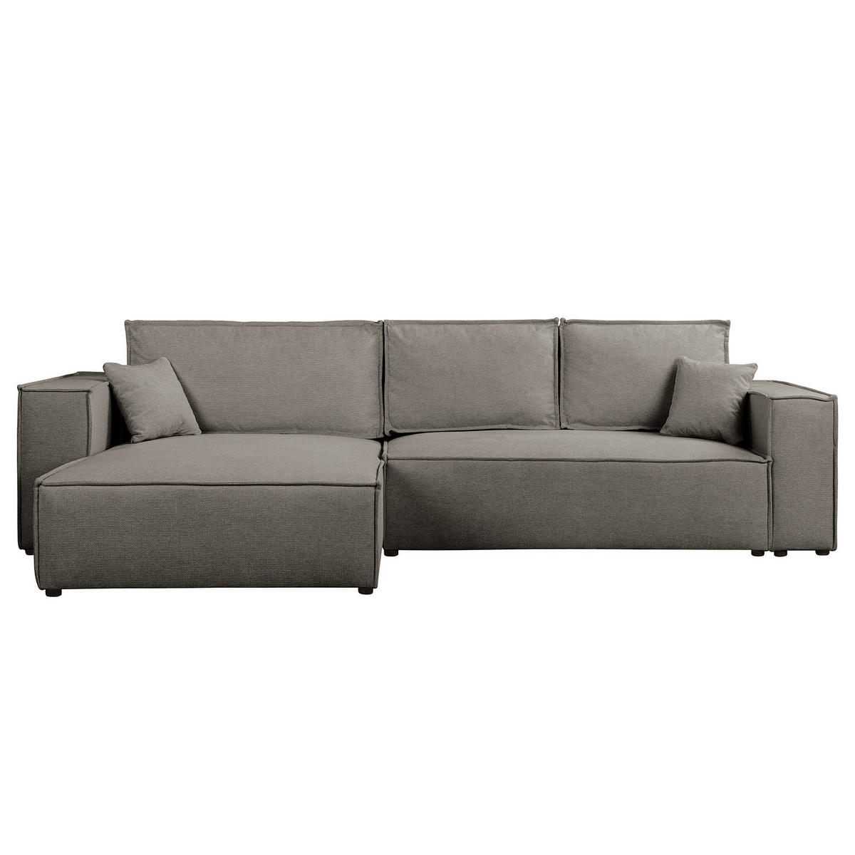 ECKSOFA mit Schlaffunktion - 290 cm - Schwarz/Grau, Kunststoff/Textil (290/185cm) - home24