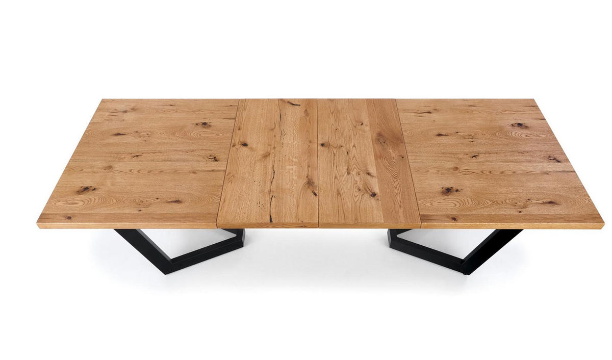 ESSTISCH Massive Wildeiche / schwarz 250 / 90 / 77cm - Wildeiche/Schwarz, Holz/Holzwerkstoff (90/250/77cm) - Feldmann-Wohnen