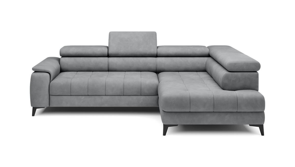 ECKSOFA CHIVAS Freistehend , Schlaffunktion, 278×197×76/98 cm, Stoff - Element, Hellgrau, Rechts Seite - Hellgrau/Schwarz, Holz/Textil (197/278cm) - DomoHome