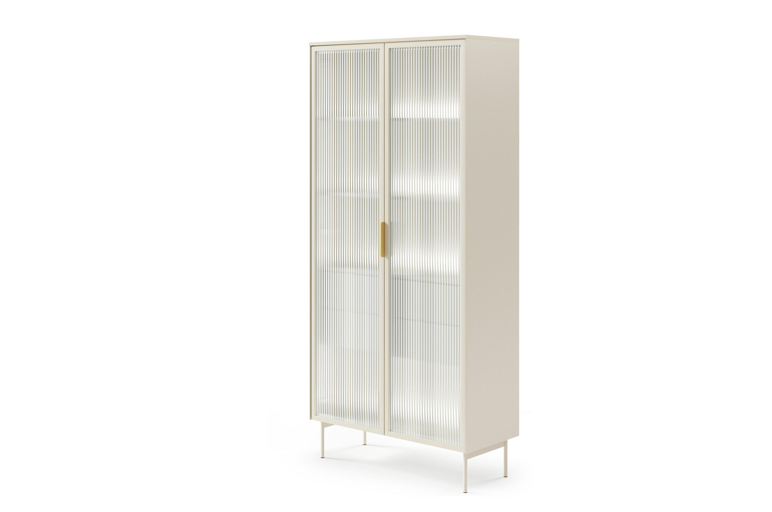 VITRINE, Kaschmir, 91,5 x 194,6 x 39,3 cm - Beige, Holzwerkstoff/Metall (91.5/194.6/39.3cm) - 3XE LIVING