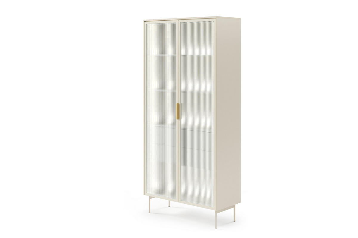 VITRINE, Kaschmir, 91,5 x 194,6 x 39,3 cm - Beige, Holzwerkstoff/Metall (91.5/194.6/39.3cm) - 3XE LIVING