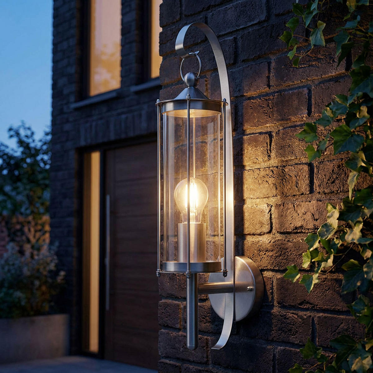 WANDLAMPE Edelstahl Glas Silber - Silberfarben, Metall (15.5/11.4/52.5cm)