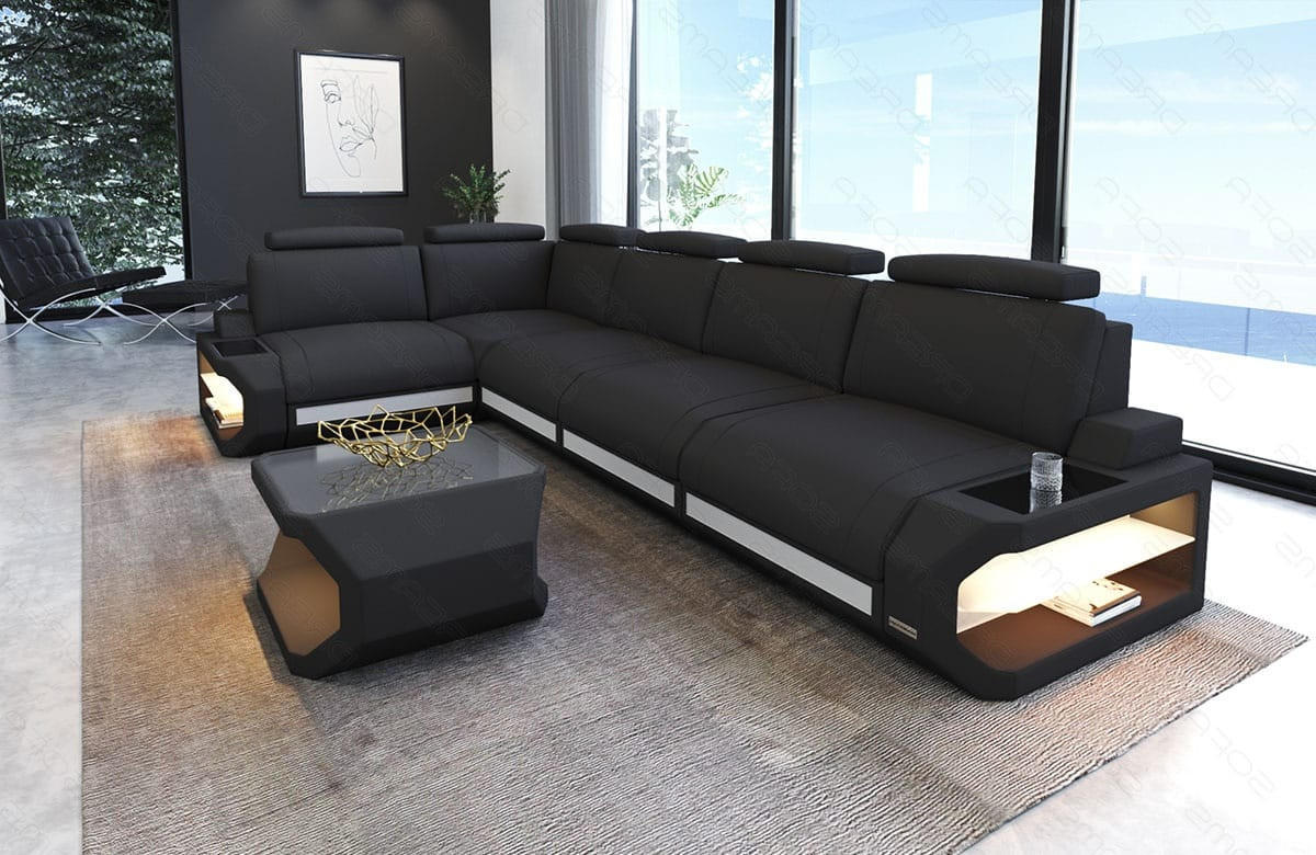 ECKSOFA Siena Dunkelgrau Weiß Mikrofaserstoff - Dunkelgrau, Kunststoff (347/197cm)