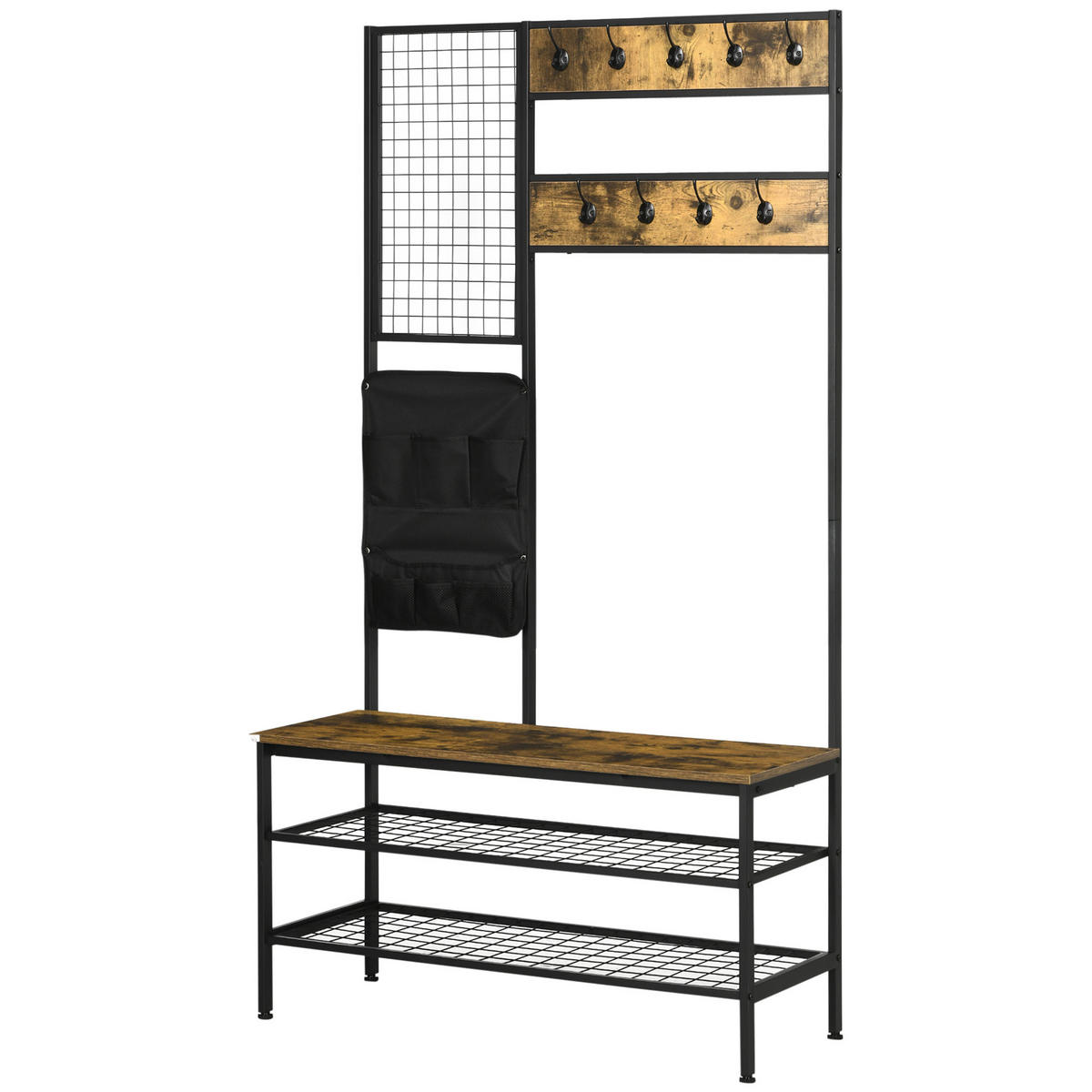 GARDEROBE DE-09789 Schwarz+Braun - Braun, Holzwerkstoff/Metall (100/185/40cm) - ComfortXL
