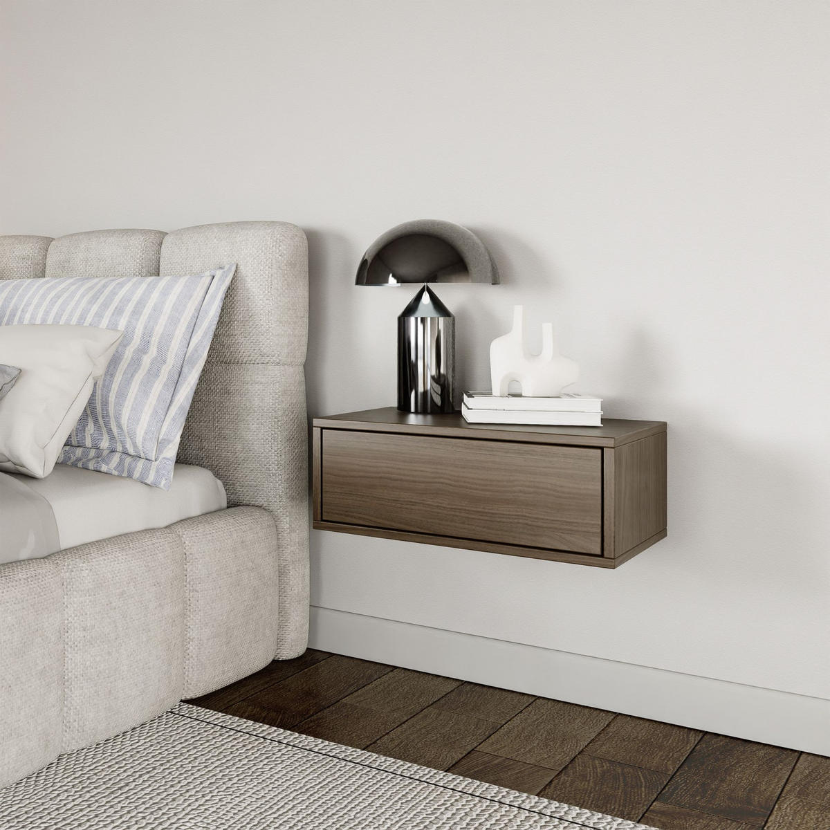 NACHTTISCH hängend Framme Walnuss Holzoptik, 50 cm - Dunkelbraun, Holzwerkstoff (50/20.8/36cm) - Selsey