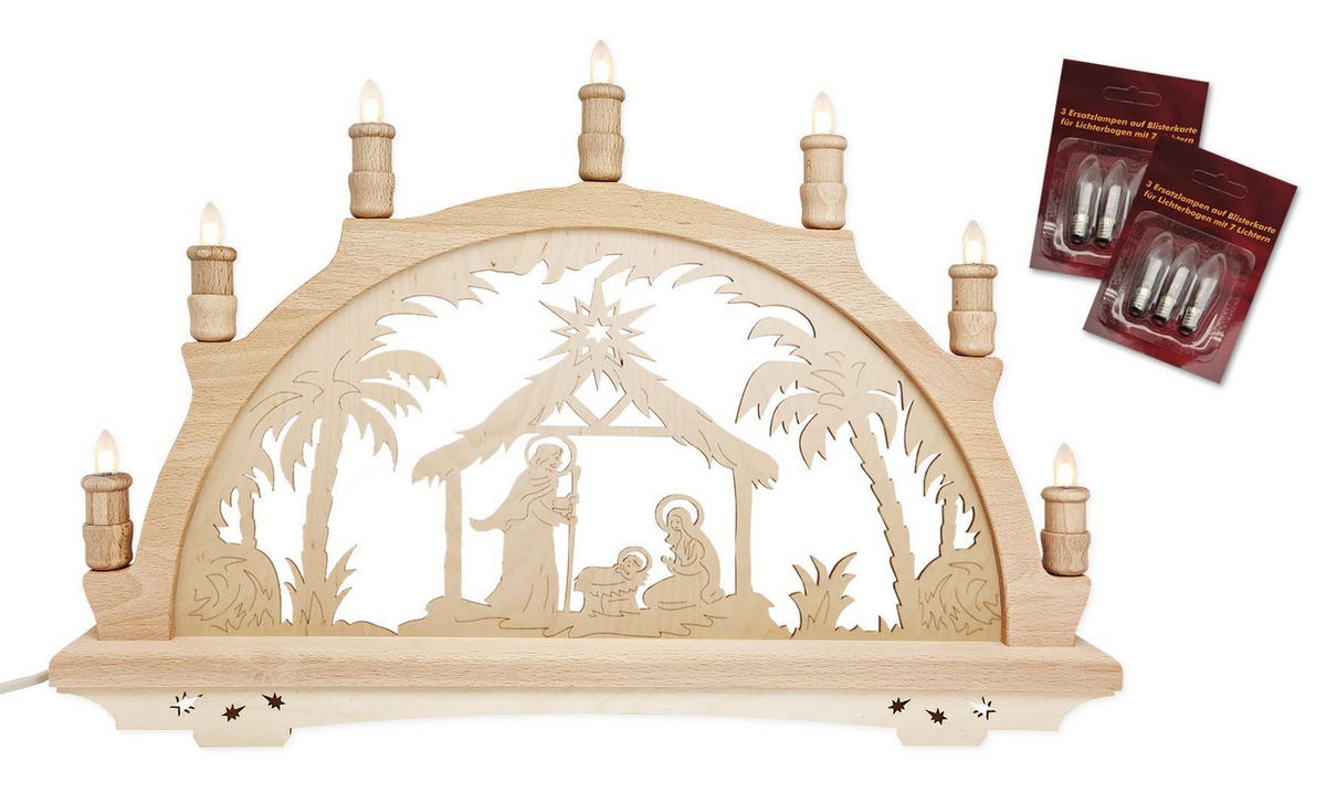 SCHWIBBOGEN Heilige Familie 7-flammig - Multicolor, Holz (0.1/1/0.1cm) - Dekoteam24