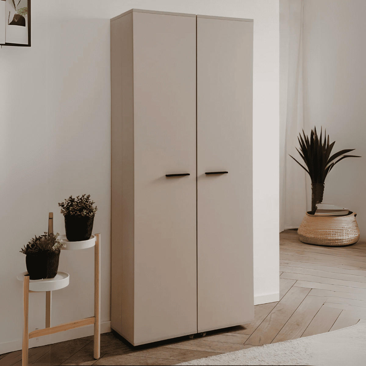 SCHUHSCHRANK 15 Fächer Lugo - L74 cm - Beige, Holzwerkstoff (34/181.5/74cm) - Calicosy