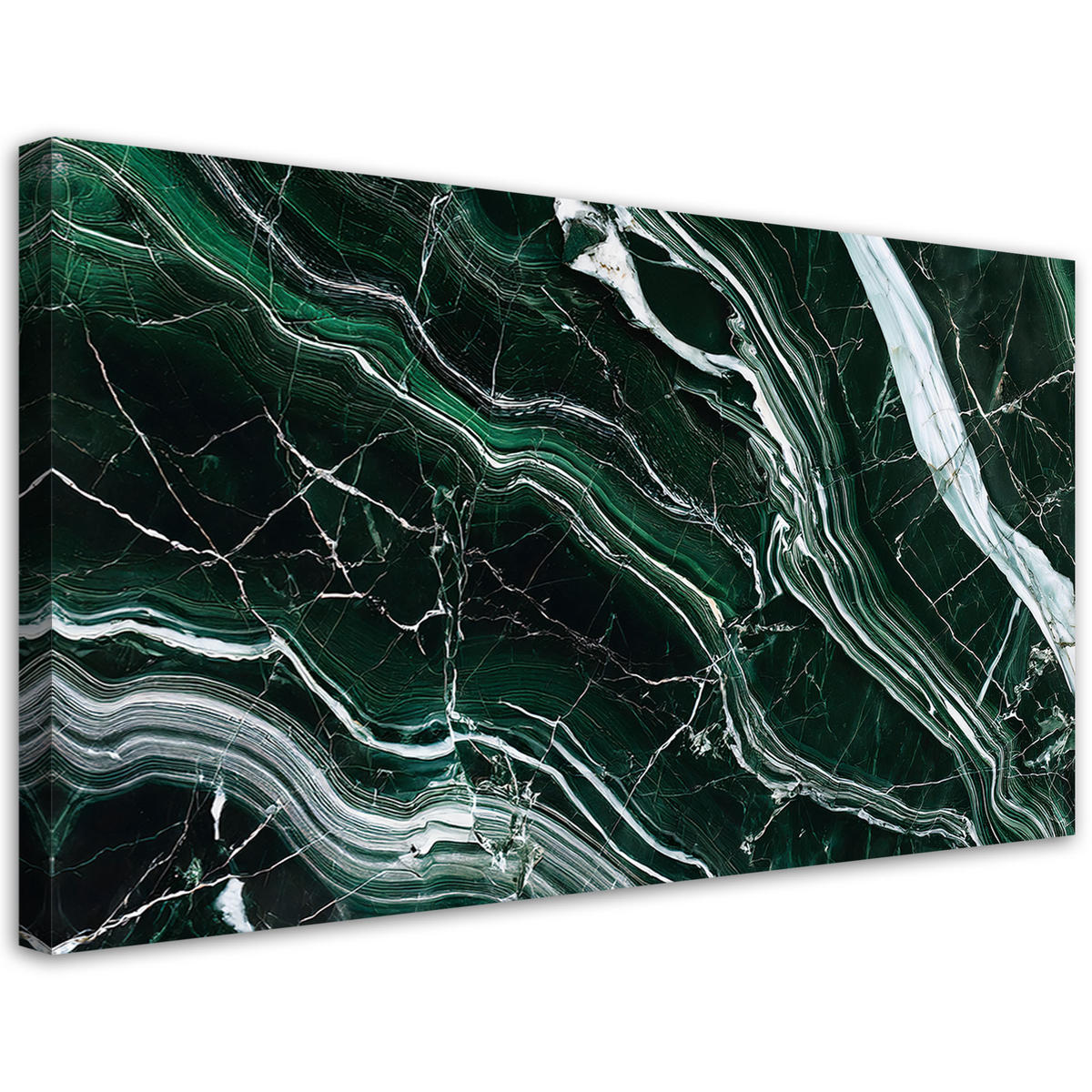 LEINWANDBILD Grüner Smaragd-Marmorstein 100x50cm - Grün, Textil (100/50cm) - Feeby