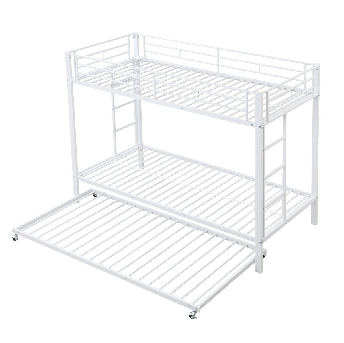 ETAGENBETT mit Ausziehbett 90x200 cm Metall Weiß - Weiß, Metall (90/200cm) - Beauniv