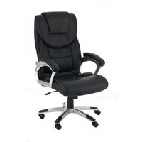 CHEFSESSEL Lederlook schwarz - Schwarz/Grau, Kunststoff/Textil (72/115/52cm) - CLP
