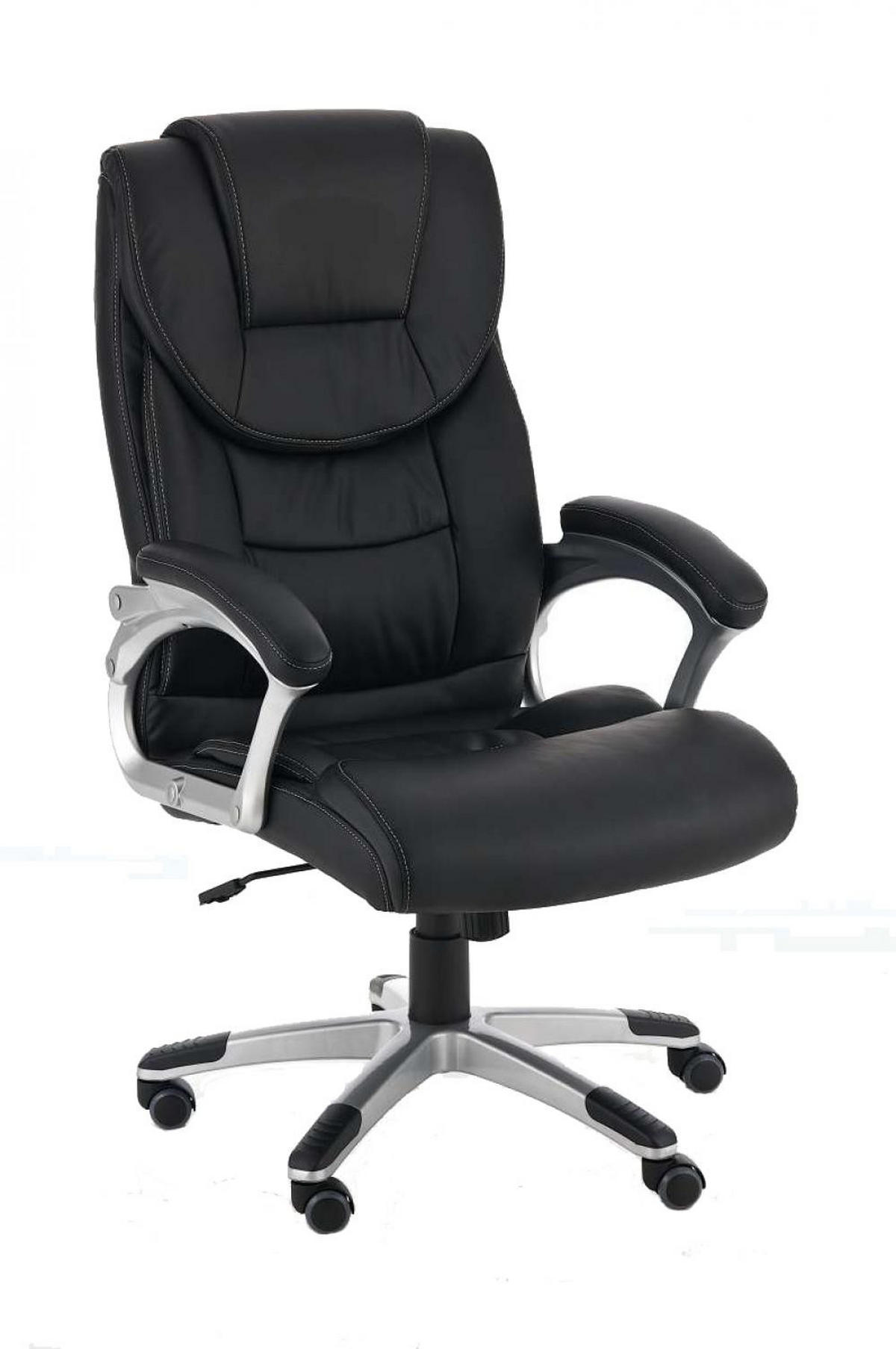 CHEFSESSEL Lederlook schwarz - Schwarz/Grau, Kunststoff/Textil (72/115/52cm) - CLP