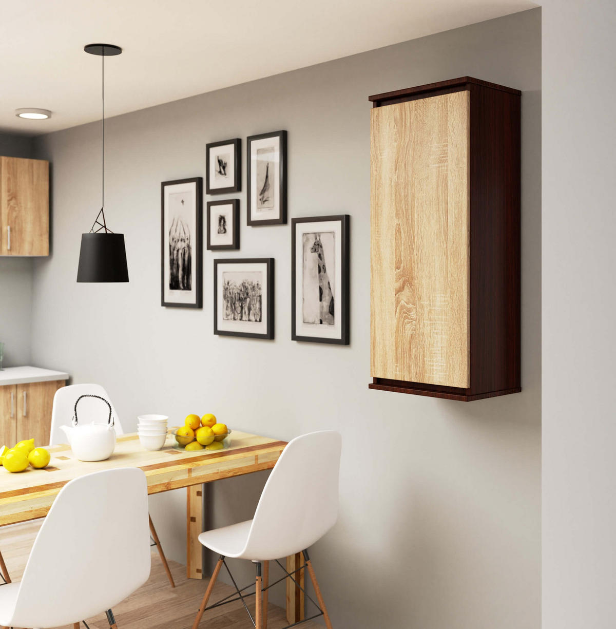 HÄNGESCHRANK Dunkelbraun, Eiche Sonoma 99/40/30 - Dunkelbraun, Holzwerkstoff (40/99/30cm) - RAUMHIRSCH FURNITURE