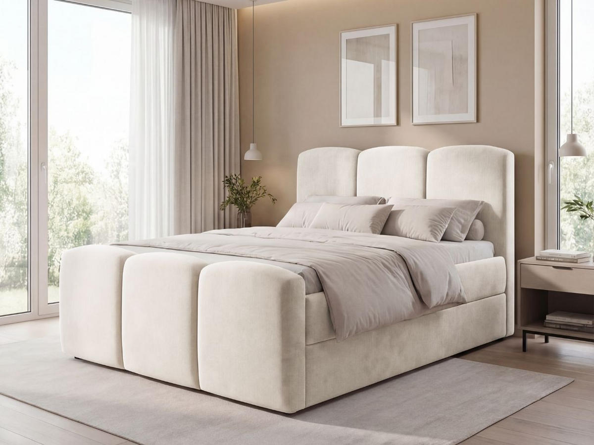 BOXBETT Campi 160x200 Creme - Creme, Holz/Textil (160/200cm) - Graingold