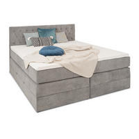 BOXSPRINGBETT Verona Grau 160/200 cm H3/H4 Samt - Grau, Textil (160/200cm) - wonello