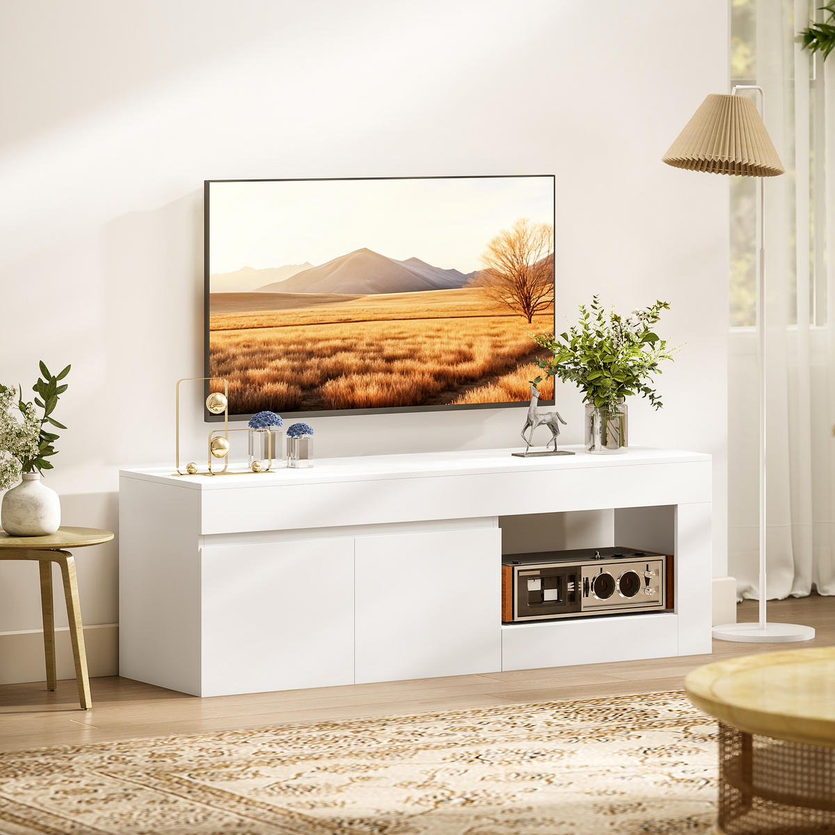 TV-LOWBOARD Spanplatte Weiß - Weiß, Holzwerkstoff (40/48/140cm) - HOMCOM