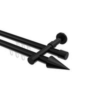 INNENLAUF-GARDINENSTANGEN-SET Prestige Savio 140 cm, 2-läufig, 20 mm Ø Schwarz - Schwarz, Metall (140cm) - INTERDECO