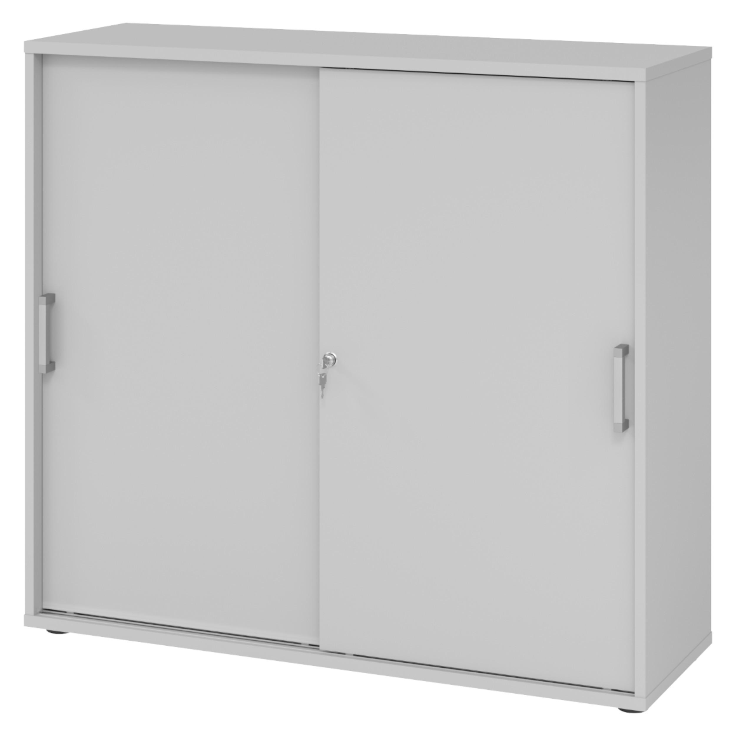 SCHIEBETÜRENSCHRANK - 3 Ordnerhöhen 40/120/110 cm in Grau Chromgriff (Metall) - Grau, Holzwerkstoff (120/110/40cm) - bümö