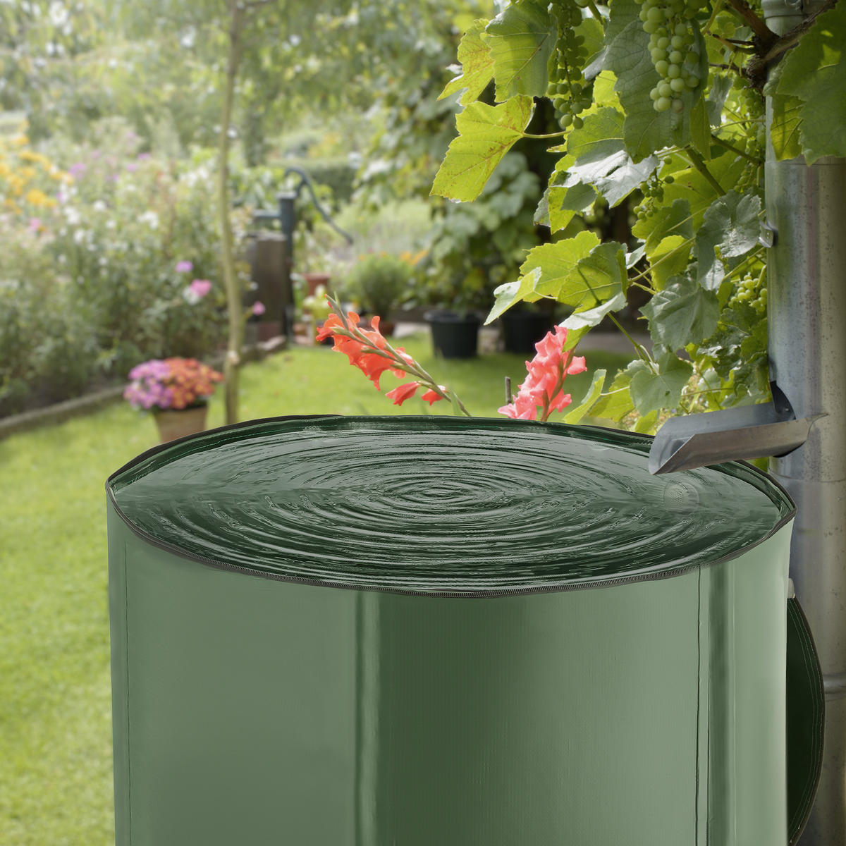 REGENTONNE ,Oberseite abnehmbar,grün - Grün, Kunststoff (81/100/81cm) - tectake