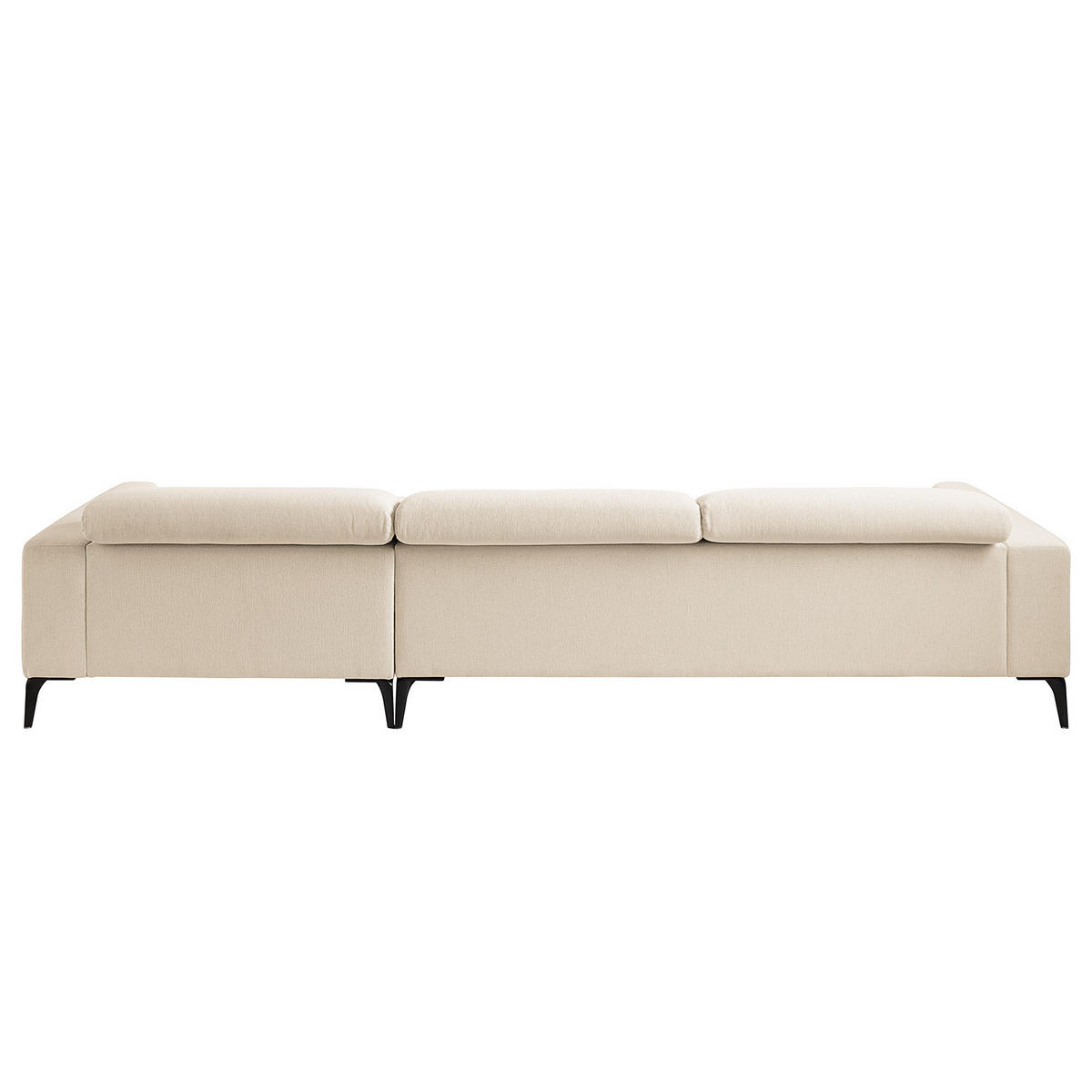 ECKSOFA mit Longchair - Beige/Schwarz, Textil/Metall (328/180cm) - home24