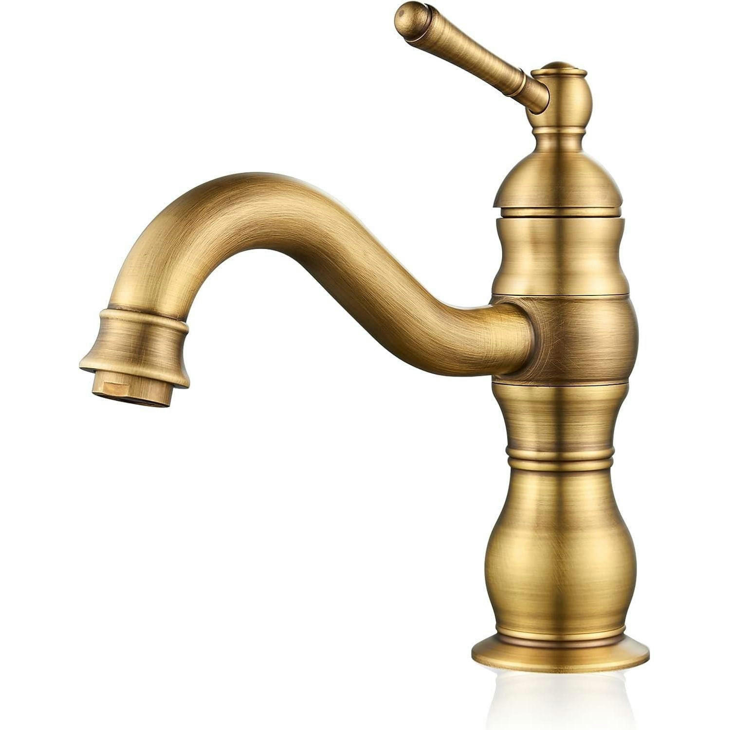 WASCHTISCHARMATUR Messing Antik Bronze 360° Schwenkbar - Goldfarben, Metall (9/20/17cm)