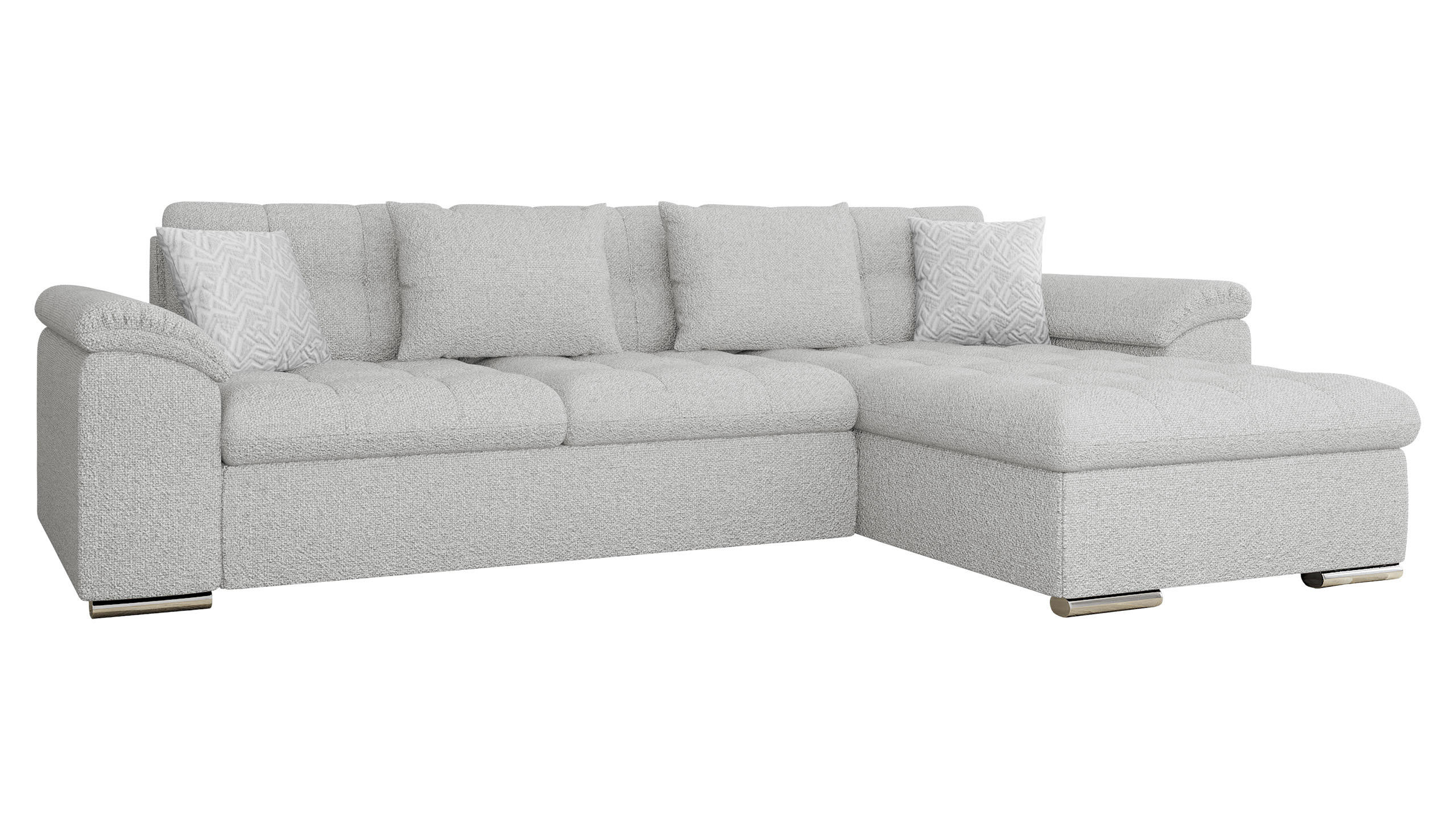 ECKSOFA Diana Premium, Seite: Rechts - Silberfarben, Holz/Textil (280/160cm) - MIRJAN24