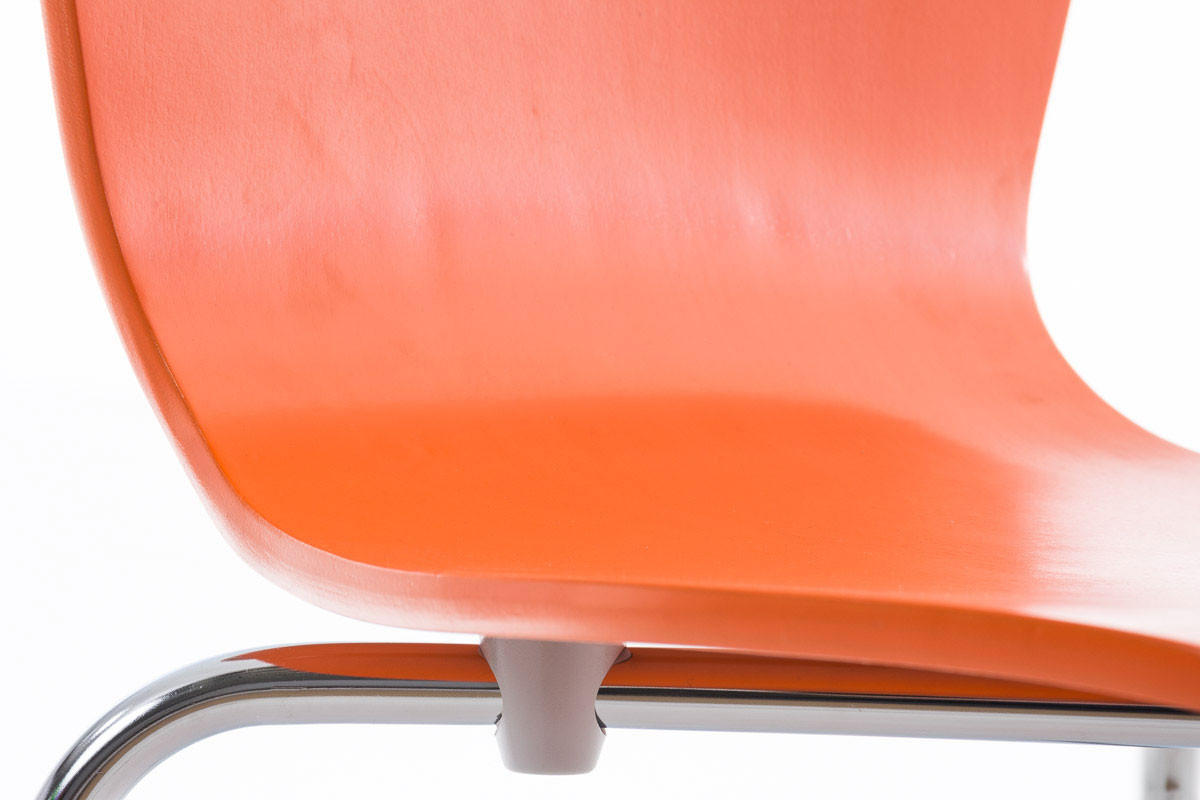 BESUCHERSTUHL Jaron mit Holzsitz und Metallgestell, Farbe: Orange - Chromfarben/Orange, Holz/Metall (43/84/50cm) - TPFLiving