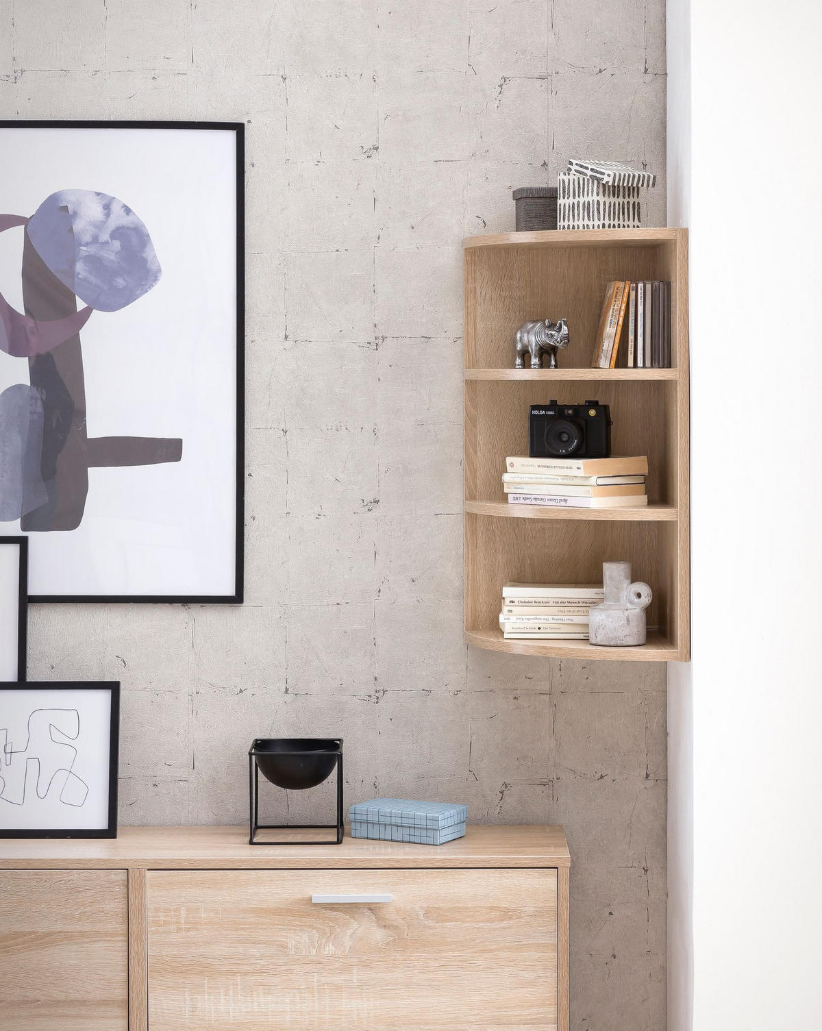 ECKREGAL NIDDA MDF Runder Front Modern, Beige 30x30x60 cm - Beige, Holz (30/60/30cm) - KADIMA DESIGN