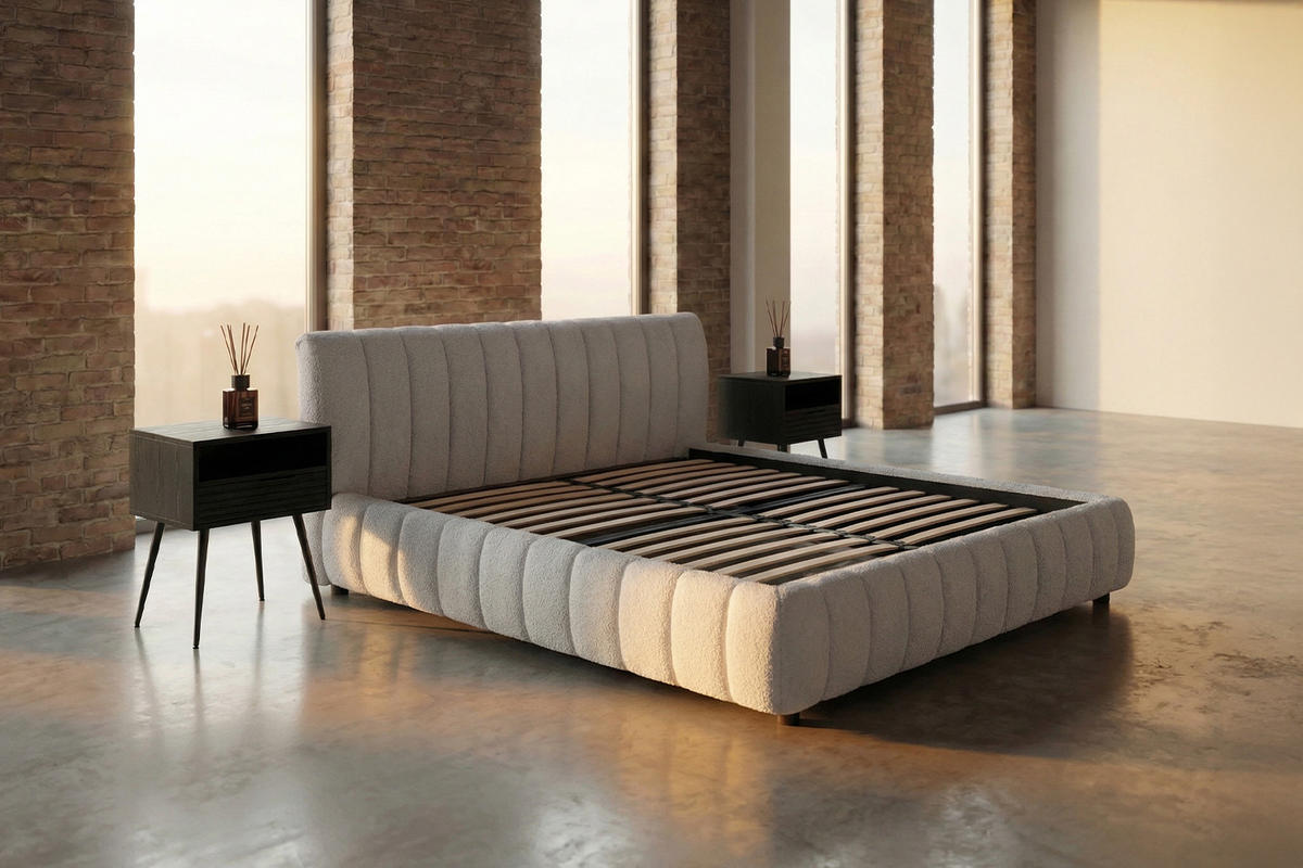 POLSTERBETT ALIOTTA Grau Bouclé - Grau, Textil (160/200cm) - KAWOLA