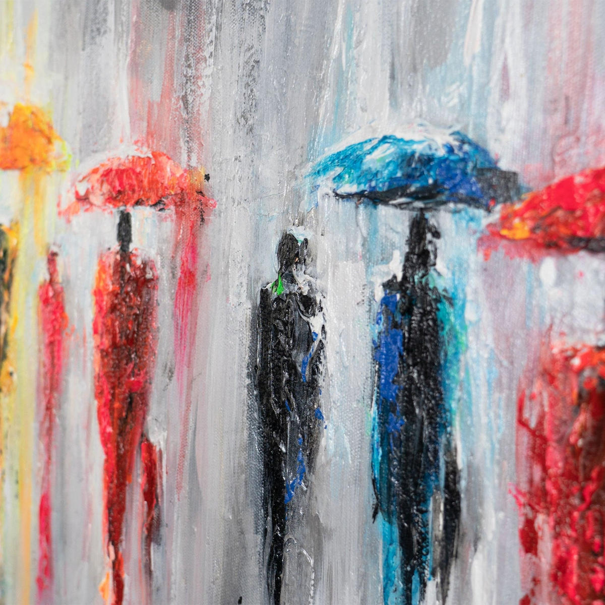 GEMÄLDE Bunte Schirme auf Keilrahmen 115x50 cm - Grau, Holz (115/50cm) - YS-art gallery