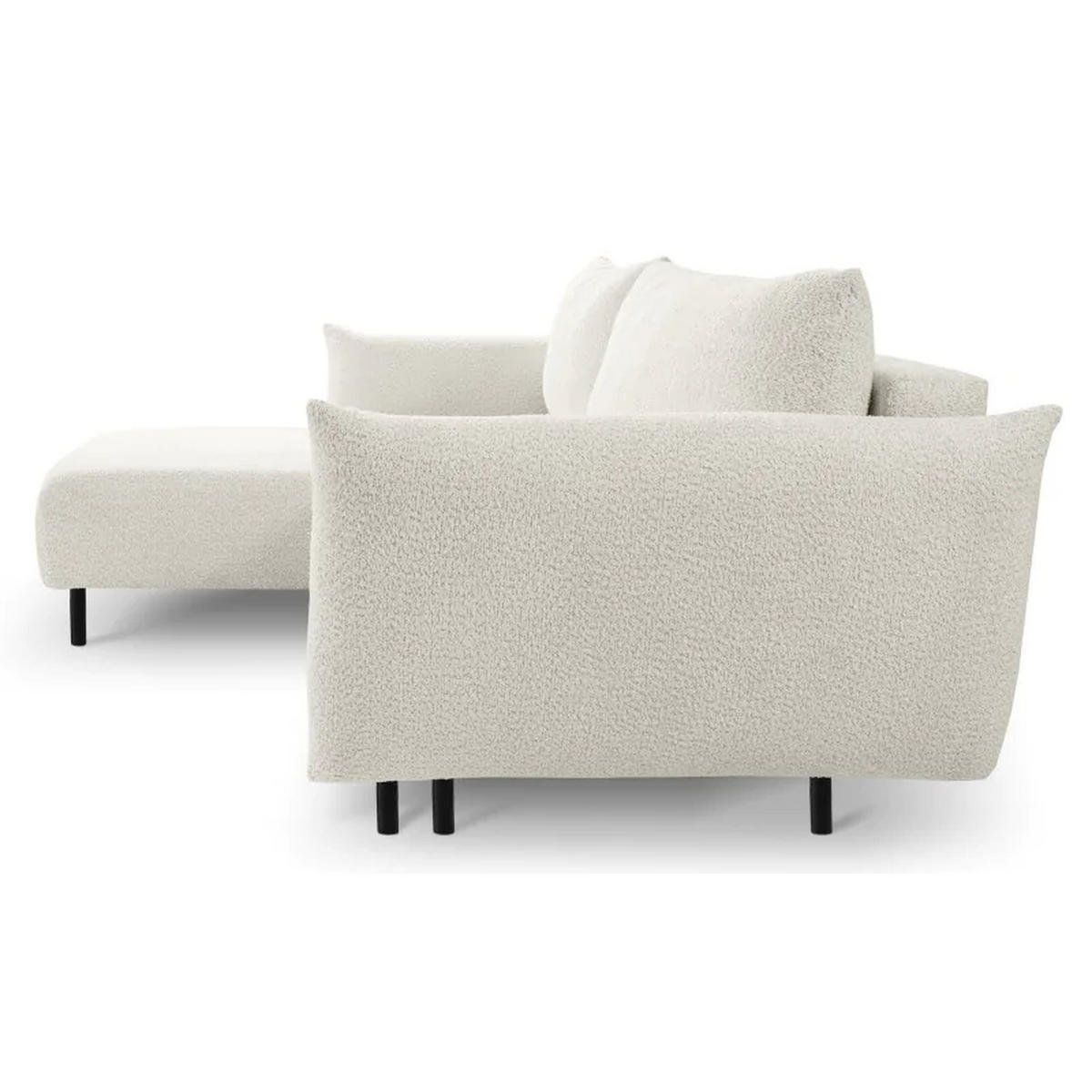 ECKSOFA DELI, Eckcouch in L-Form mit Schlaffunktion und Bettkasten, Farbe: Beige, Bouclé-Stoff, Ottomane Links - Beige, Textil (257/171cm) - Sepro Meble