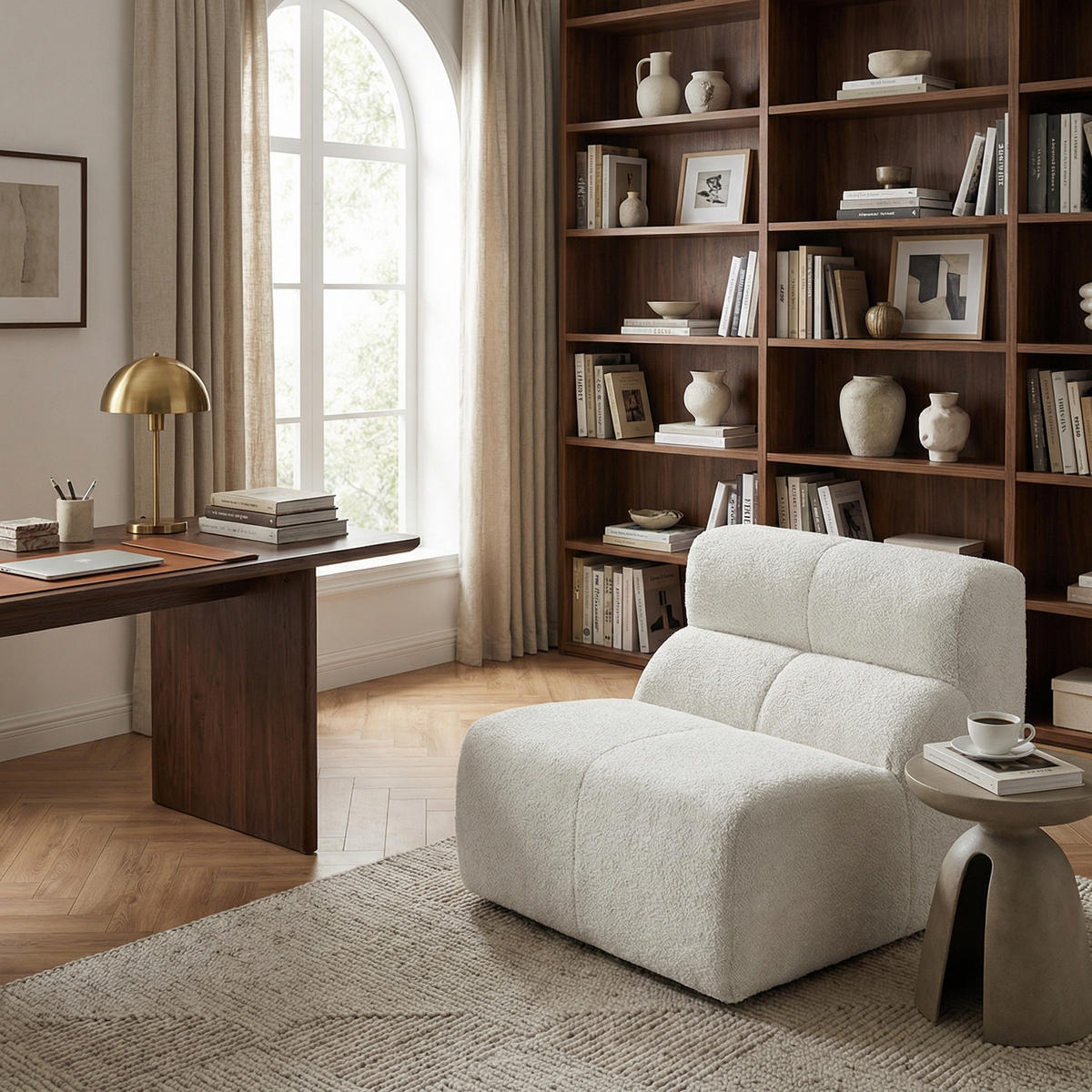 SESSEL Samt mit Regentropfen-Struktur Montagefrei - Weiß, Textil (93/79/109cm) - Urban Meuble