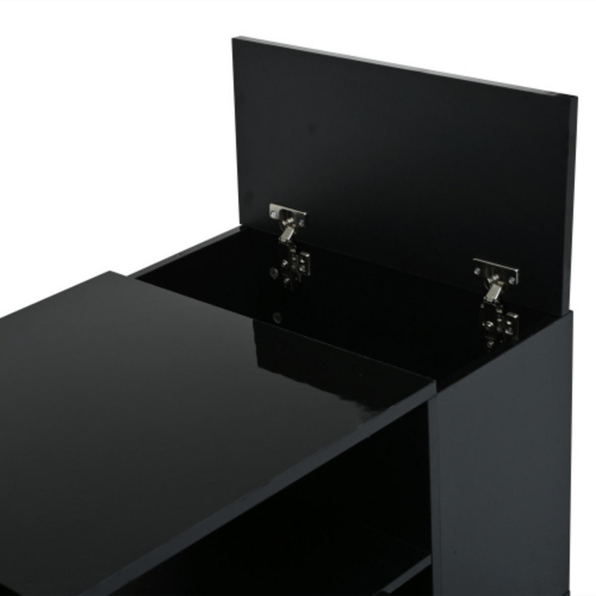 COUCHTISCH schwarz aus Spanplatte mit Hochglanzoberfläche und App-gesteuerter USB-LED 100 × 50 × 40 cm - Schwarz, Holzwerkstoff (50/100/40cm) - Luhomfu