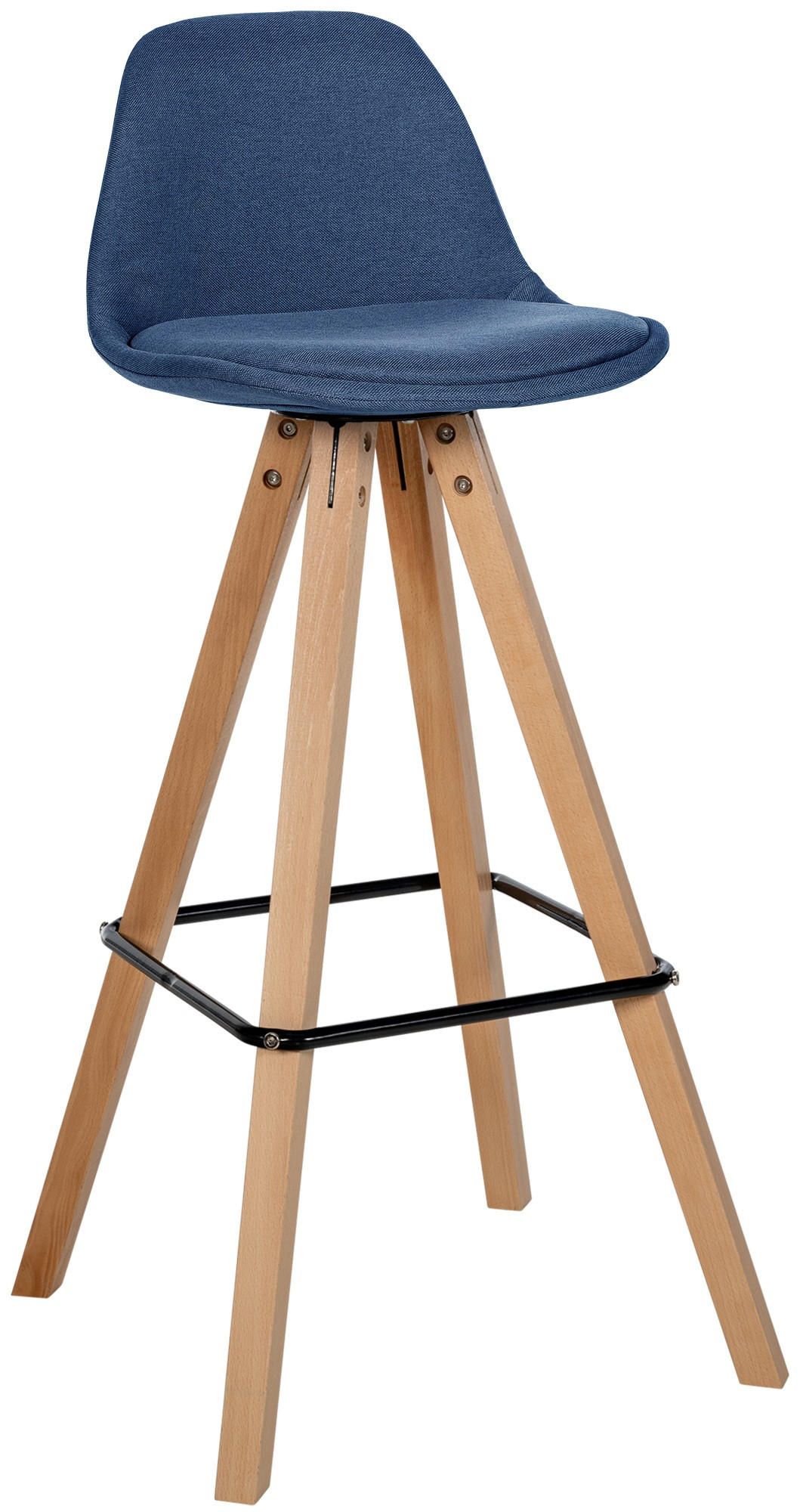 BARHOCKER PALMA Blau Stoff Braun - Blau, Holz/Textil (38/99/44cm) - DELUKE