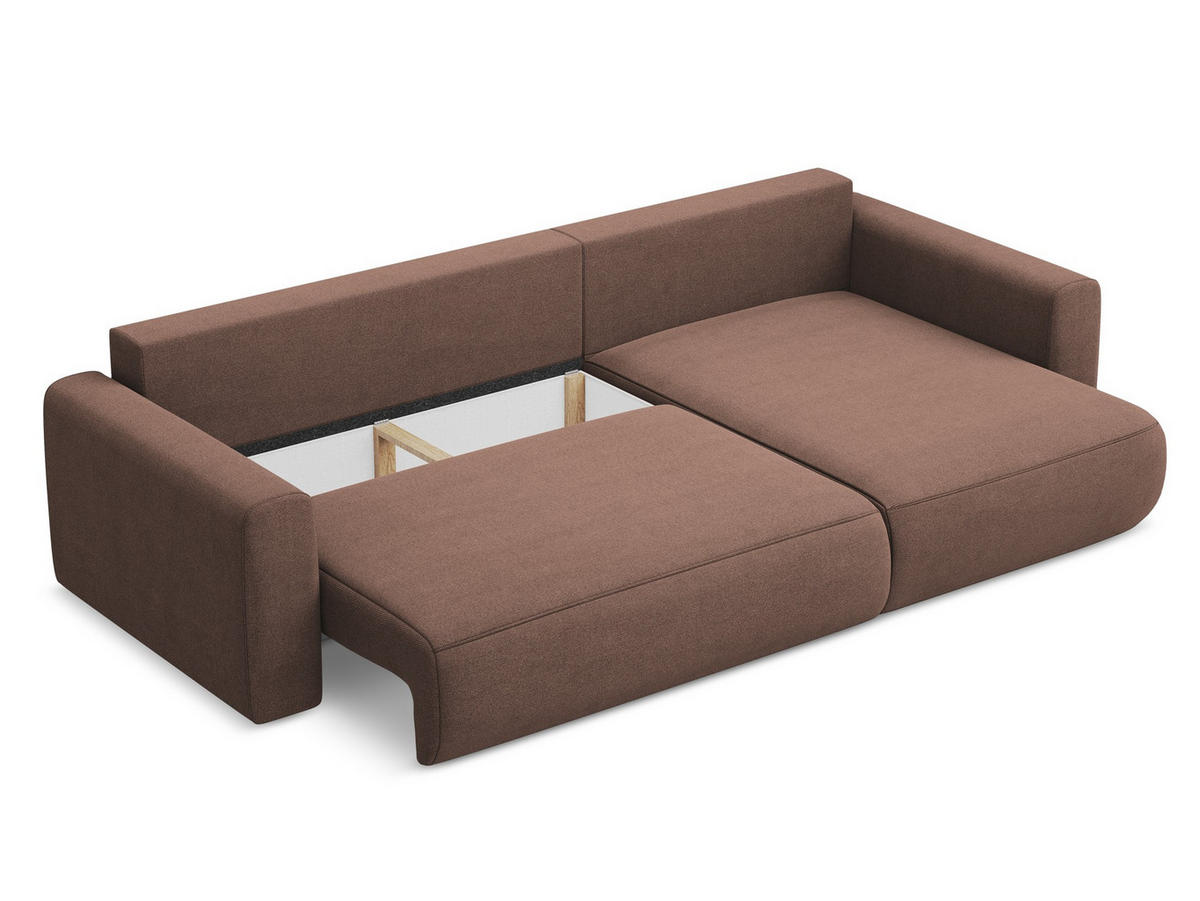 ECKSOFA mit Schlaffunktion Strukturstoff Stoff Pink - Pink/Hellrosa, Kunststoff/Textil (278/149cm) - Makamii