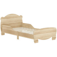 KINDERBETT Jugendbett Hausbett mit Bären-Design Spielbett für 3-6Jahre Kinder - Naturfarben, Holzwerkstoff - AIYAPLAY